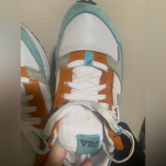 Womens Retro Fila running shoes- white, burnt orange, teal size 8 - Picture 10 of 15